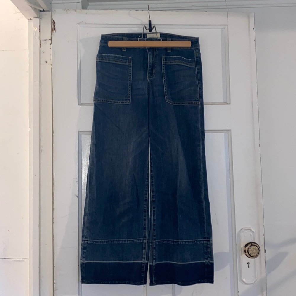 Cropped wide leg denim
